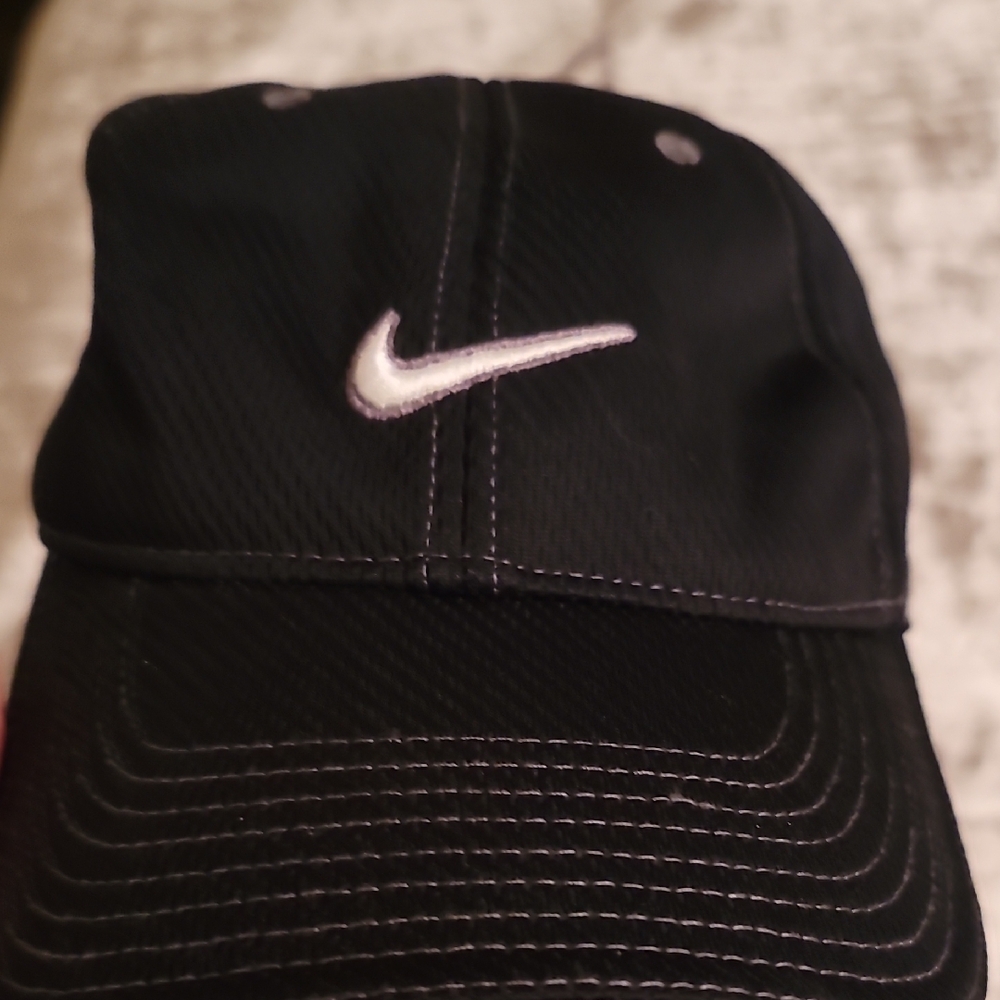 Nike Hat Black Cap with White Swoosh Logo